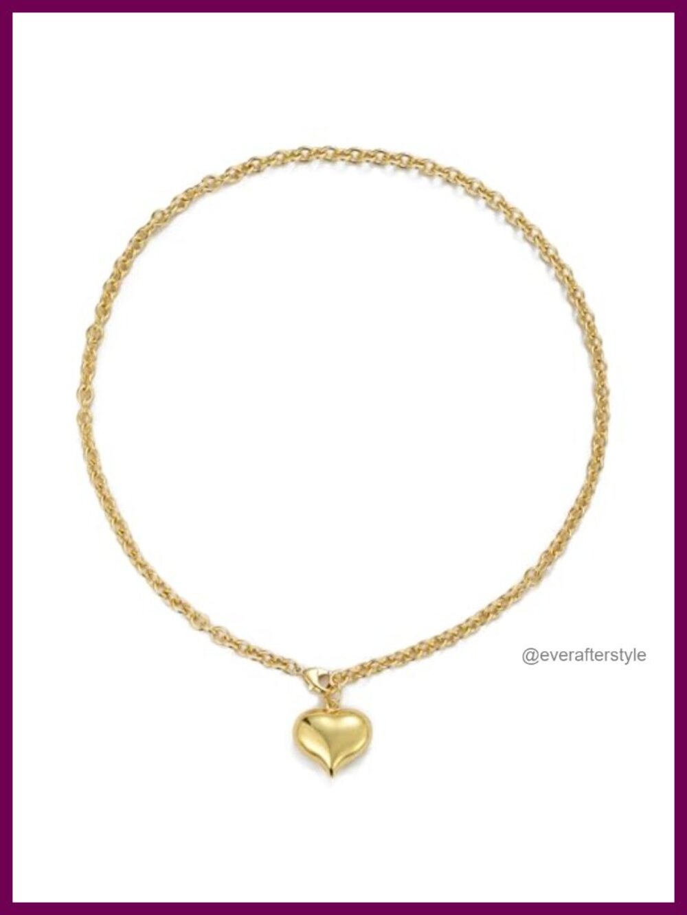18K Gold Plated Chunky Heart Pendant Necklace Layered Statement
